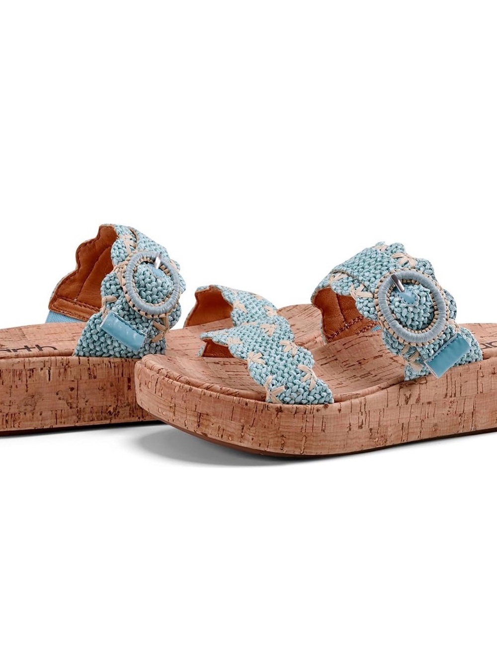 Earth Sky Blue Braided Cork Slide with Buckle - Picture 2 of 8